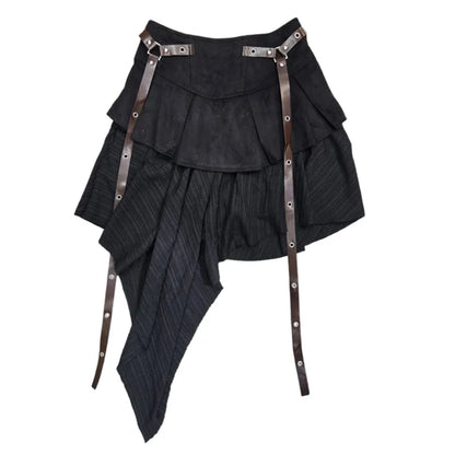 Pleated Splice Mini Skirt