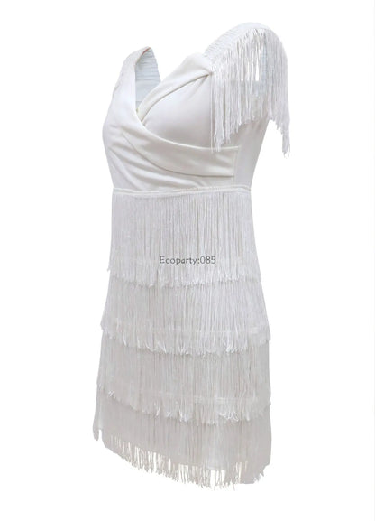 One-Shoulder Fringed Party Dress