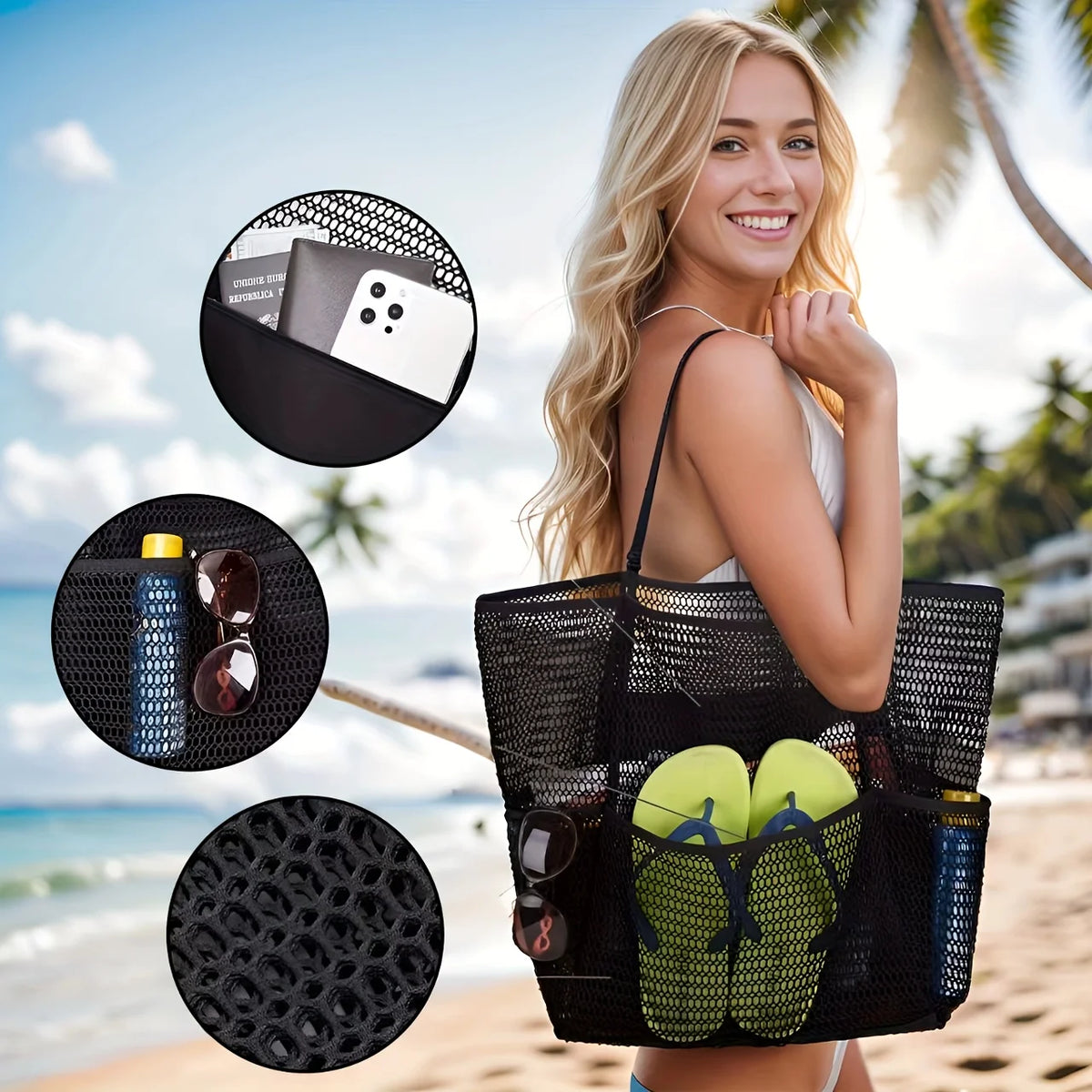 Woven Polyester Beach Tote