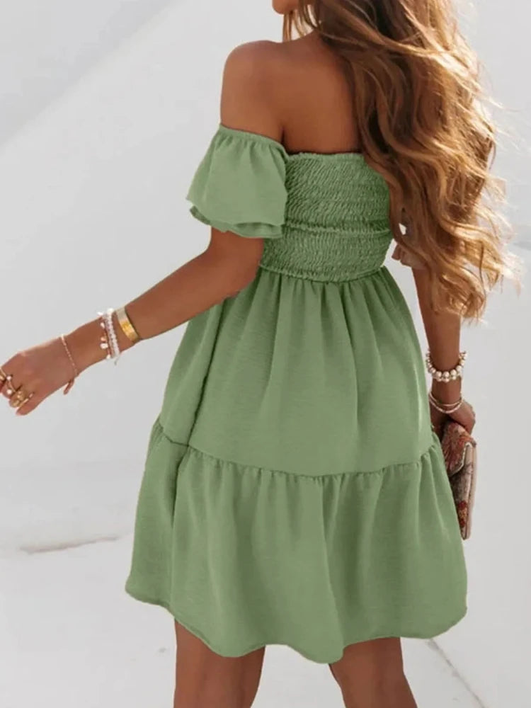 Puff Sleeve Off-Shoulder Dress