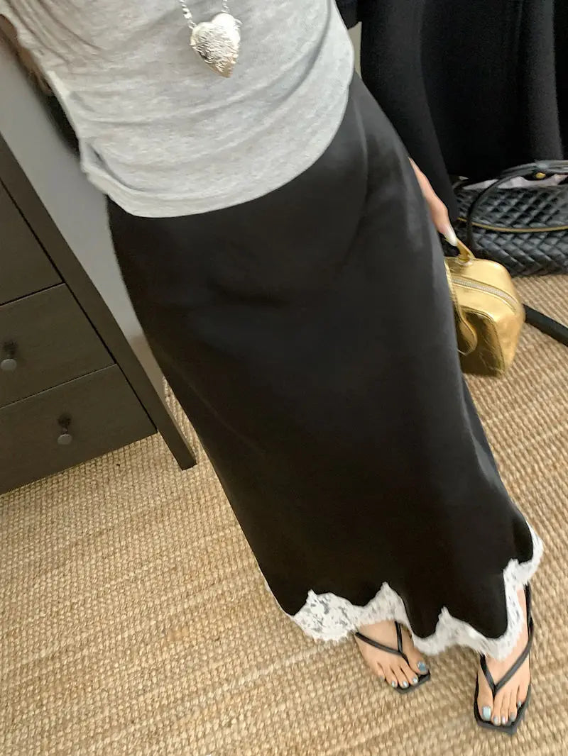 Lace Mesh High Waist Maxi Skirt