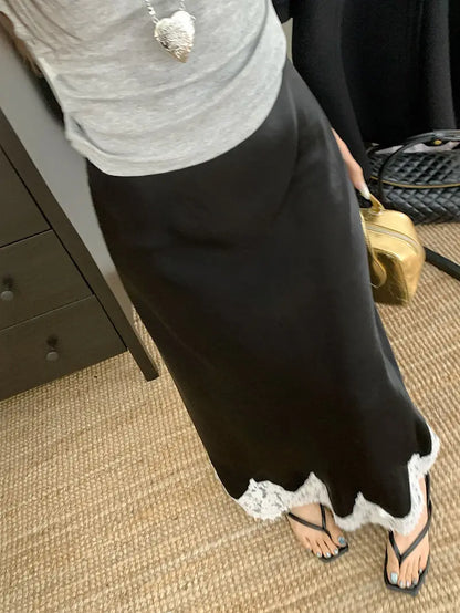 Lace Mesh High Waist Maxi Skirt
