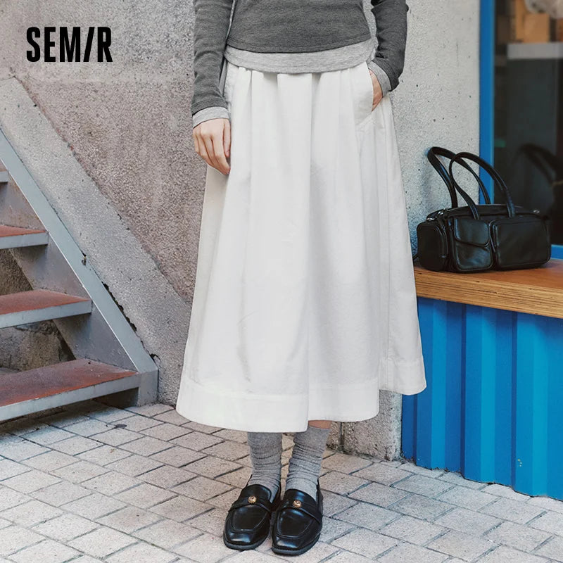 Cotton Lyocell Umbrella A-Line Skirt