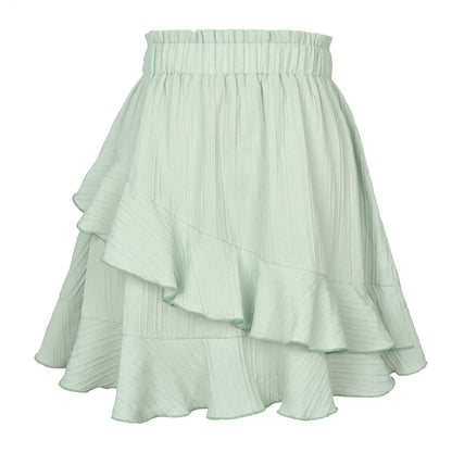 Ruffled Irregular Hem Mini Skirt