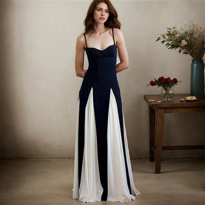 Contrast Patchwork Maxi Slip Dress