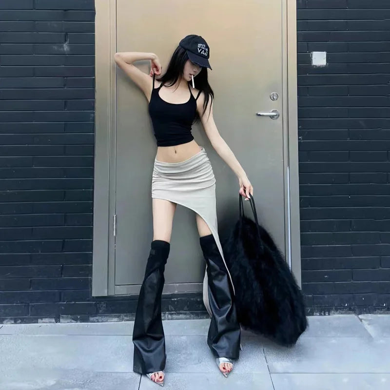 Asymmetric Hem Y2K Mini Skirt