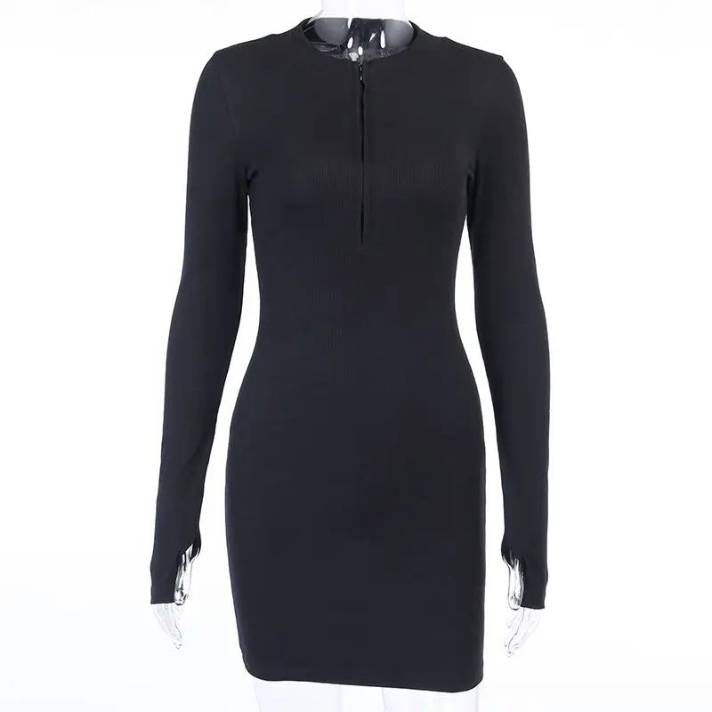 Ribbed Long Sleeve Bodycon Mini Dress