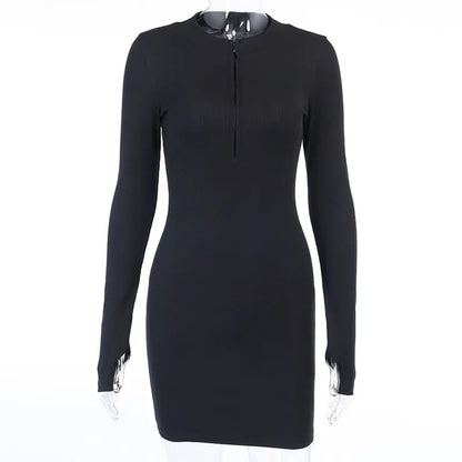 Ribbed Long Sleeve Bodycon Mini Dress