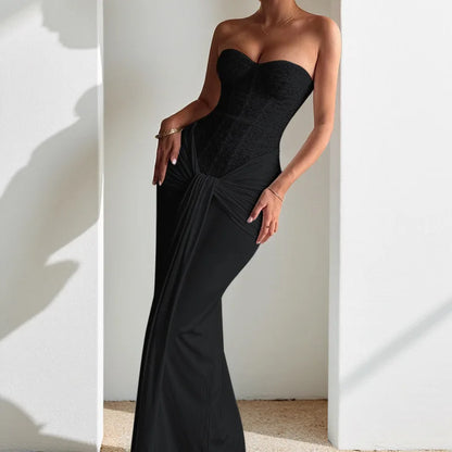 Backless Sequin Ribbon Maxi Dress