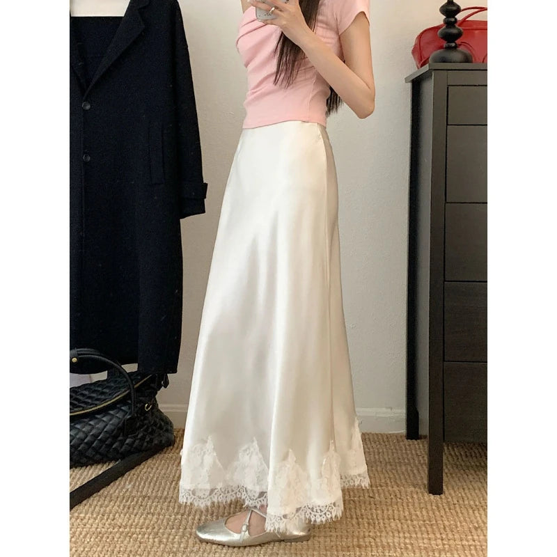 Lace Mesh High Waist Maxi Skirt