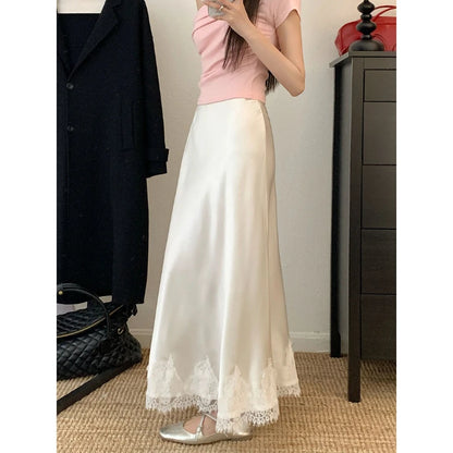 Lace Mesh High Waist Maxi Skirt
