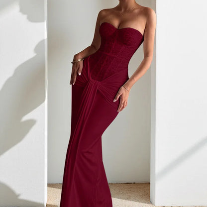 Backless Sequin Ribbon Maxi Dress
