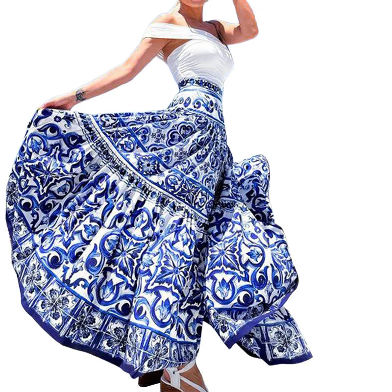 Floral Print Straight Maxi Skirt