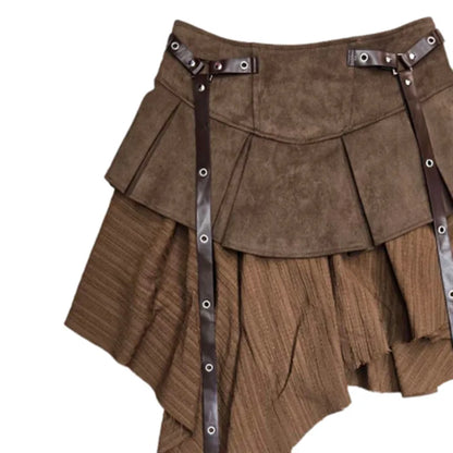Pleated Splice Mini Skirt