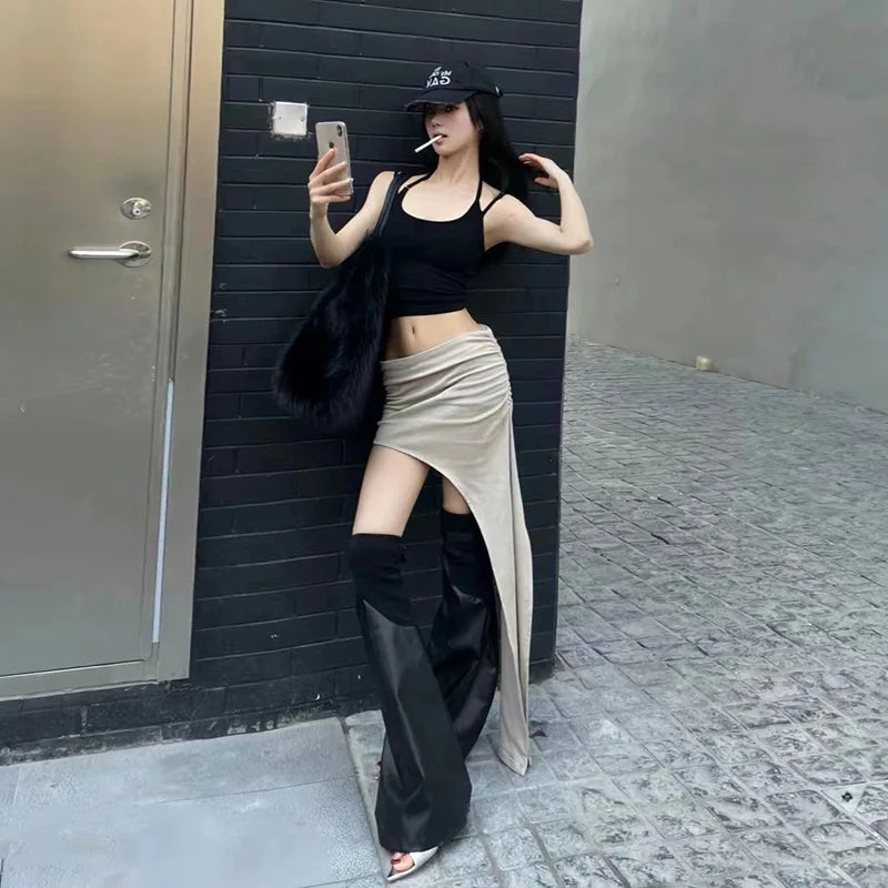 Asymmetric Hem Y2K Mini Skirt