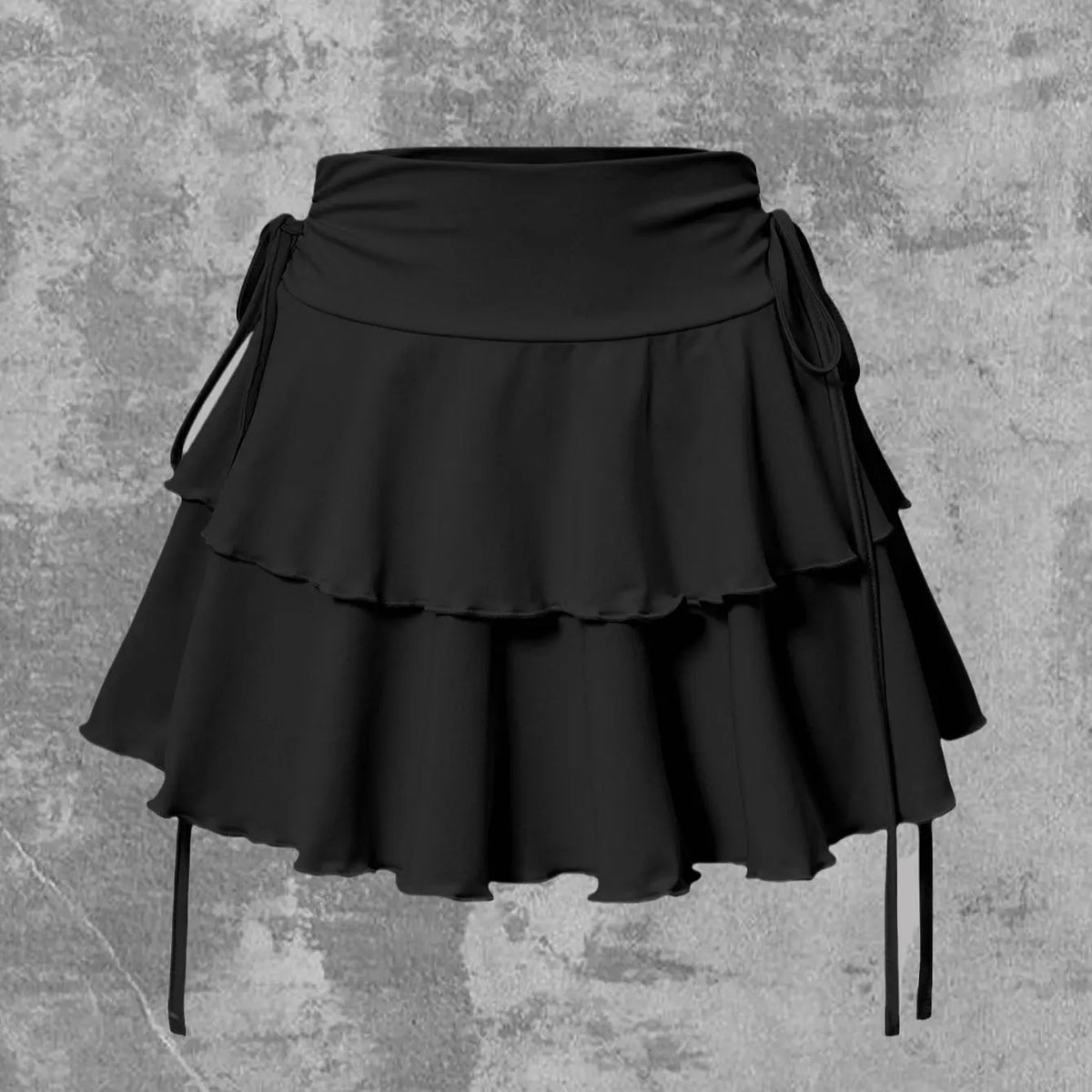 Elastic Waist Lace-Up Mini Skirt