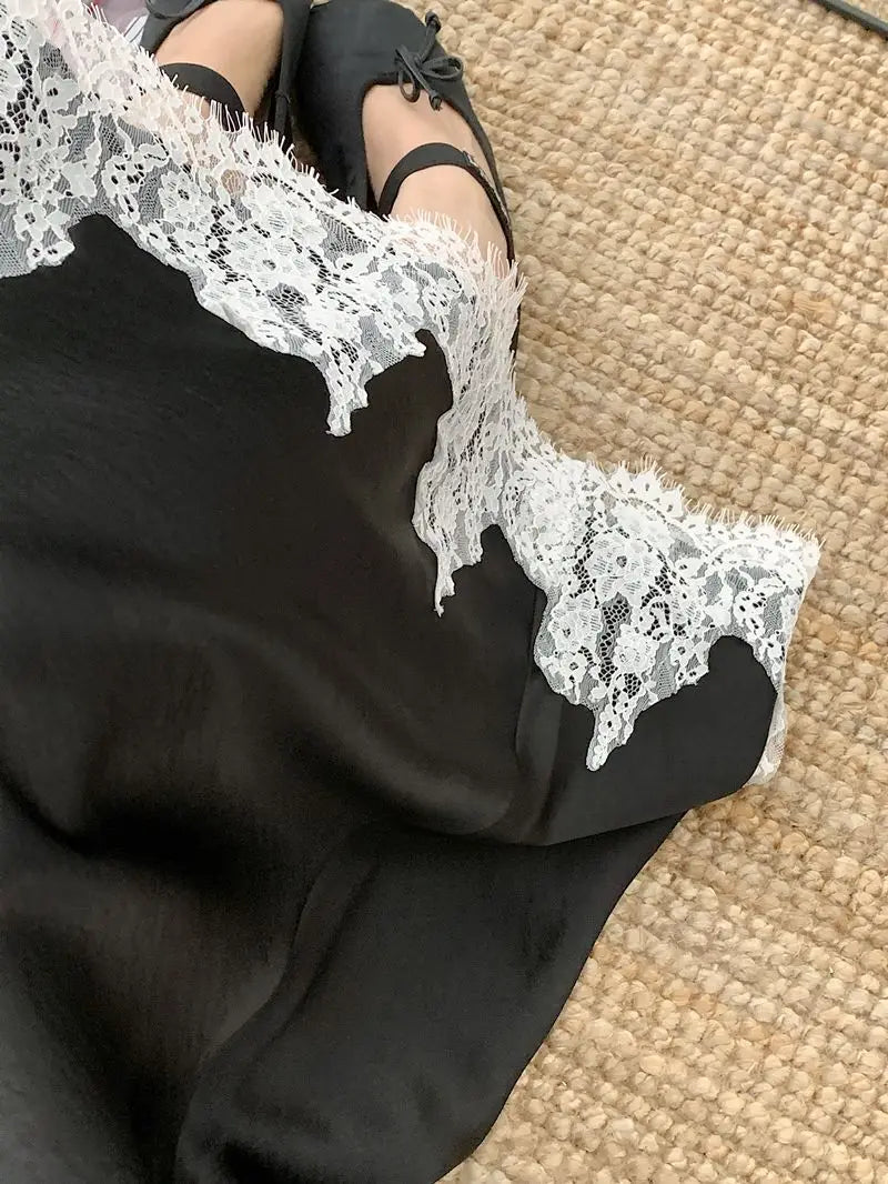 Lace Mesh High Waist Maxi Skirt