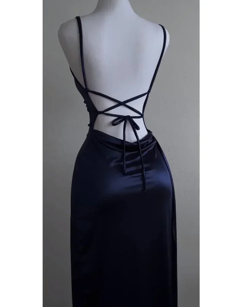 Backless Slash Neck Evening Dress