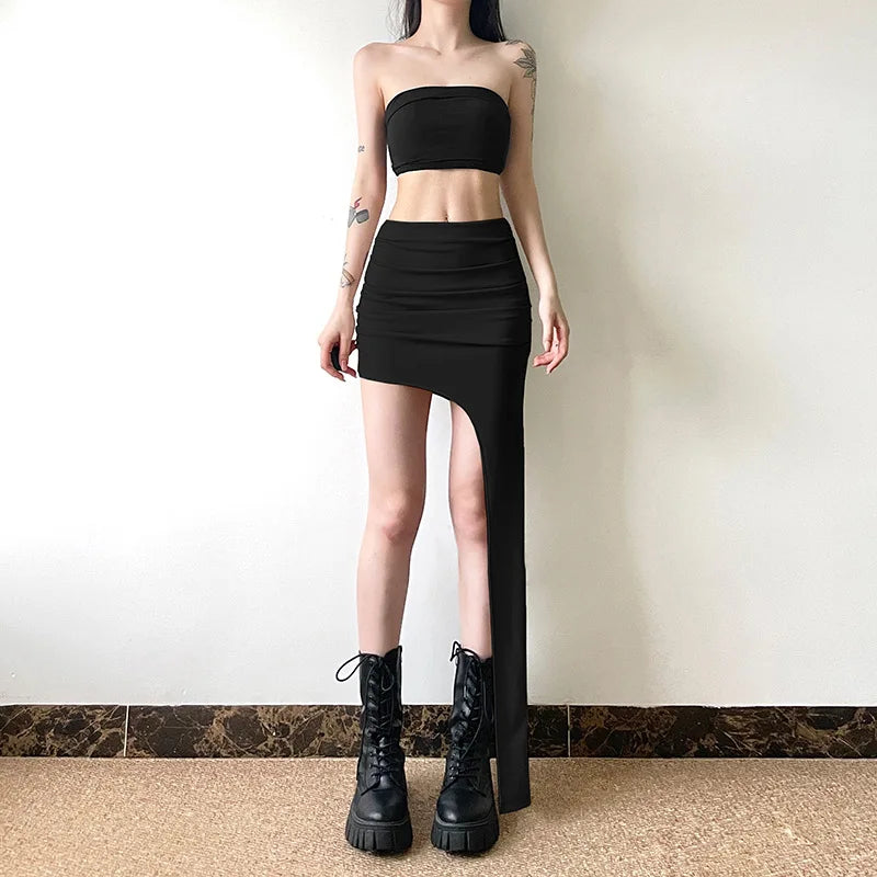 Asymmetric Hem Y2K Mini Skirt