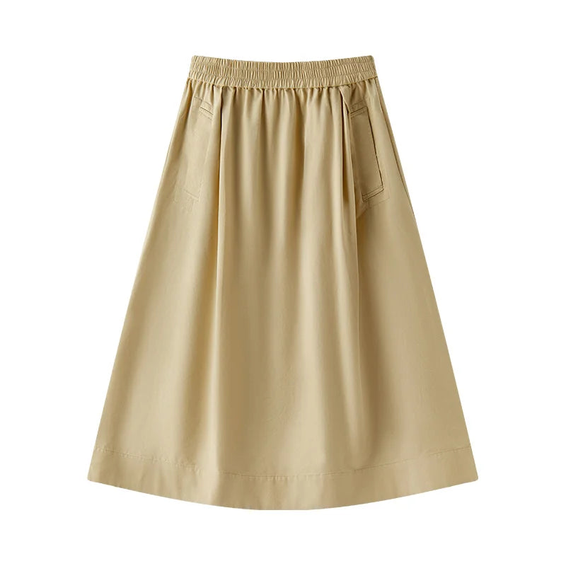 Cotton Lyocell Umbrella A-Line Skirt
