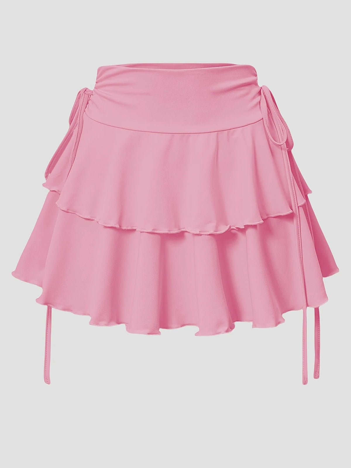 Elastic Waist Lace-Up Mini Skirt