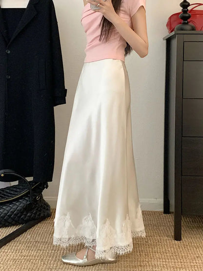 Lace Mesh High Waist Maxi Skirt