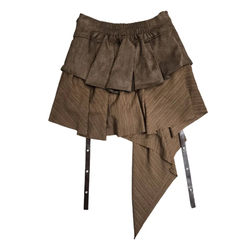 Pleated Splice Mini Skirt
