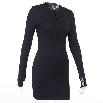 Ribbed Long Sleeve Bodycon Mini Dress