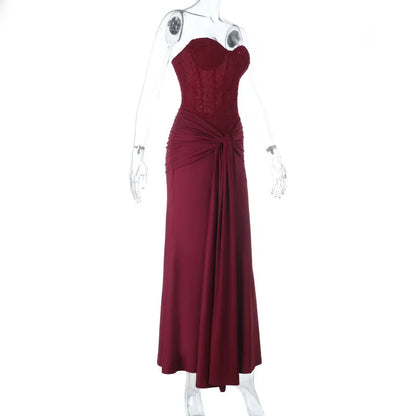 Backless Sequin Ribbon Maxi Dress