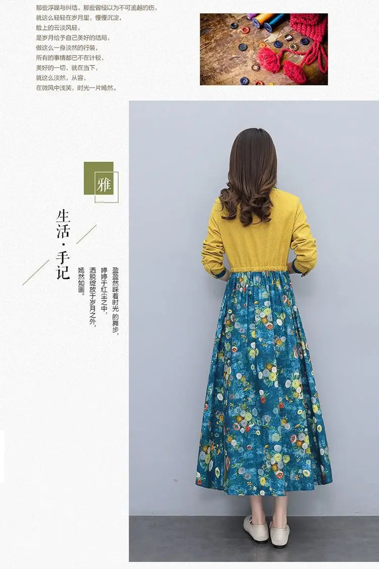 Printed Collared Shirt Maxi Dress