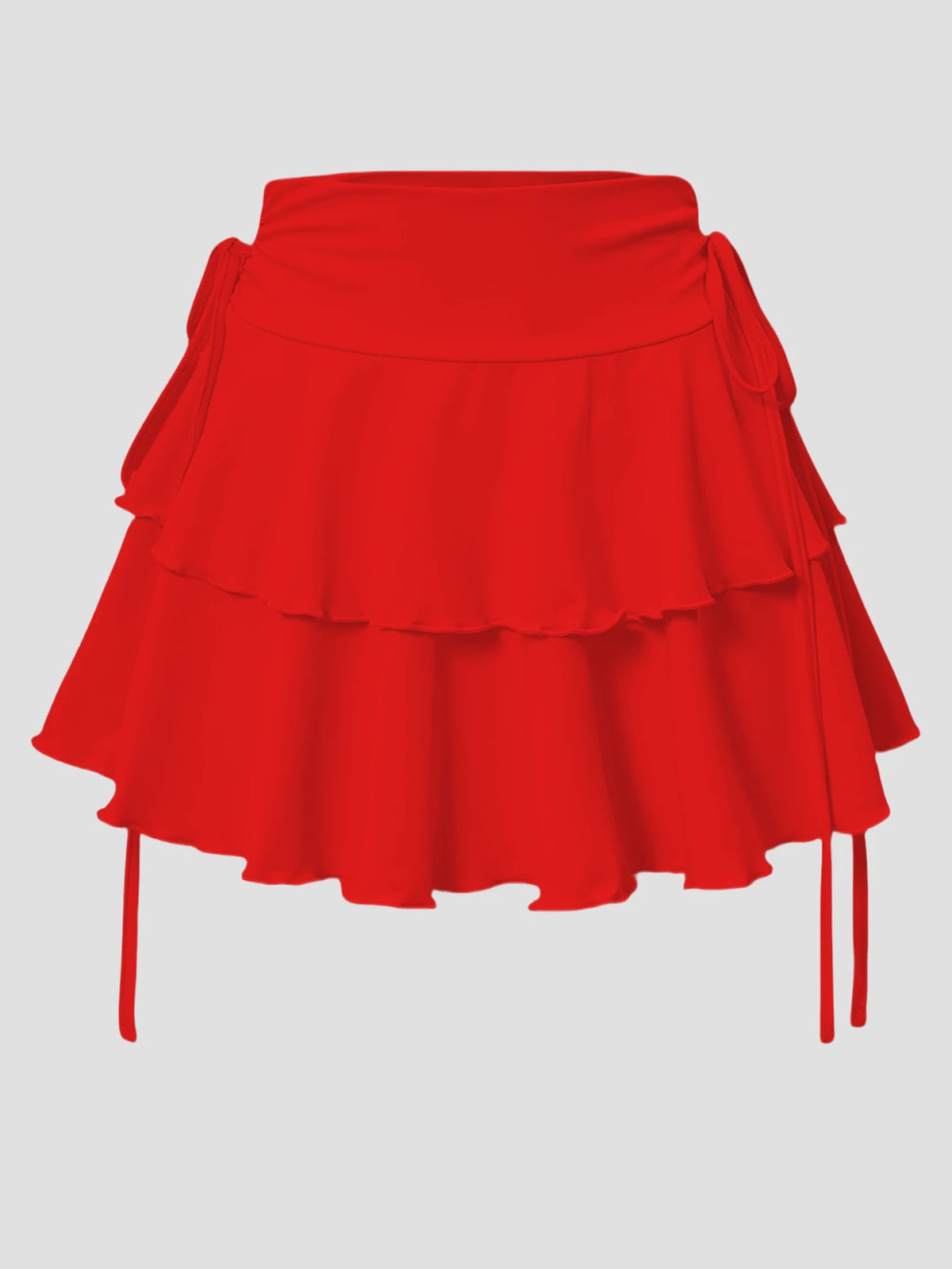 Elastic Waist Lace-Up Mini Skirt