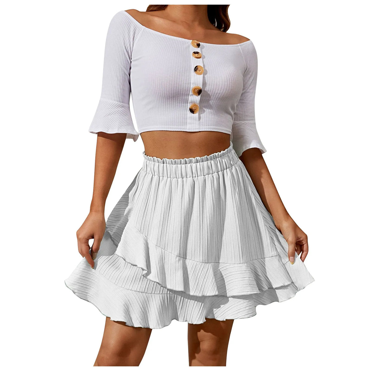 Ruffled Irregular Hem Mini Skirt