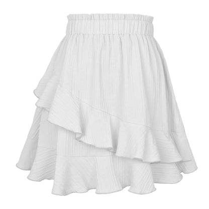 Ruffled Irregular Hem Mini Skirt