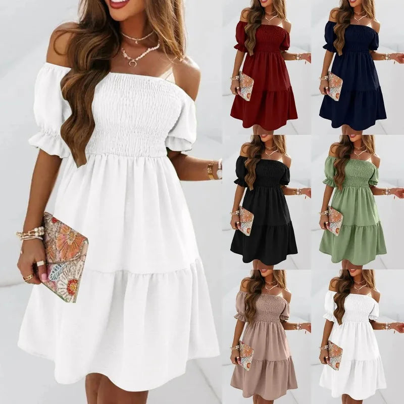 Puff Sleeve Off-Shoulder Dress