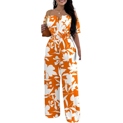 Off Shoulder Shirred Waist Jumpsuit