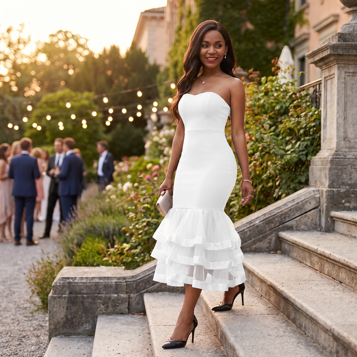 Off The Shoulder Layered Long Dress Asymmetrical Evening Dress