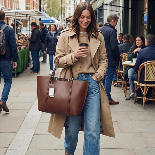 Minimalist Leather Underarm Commute Tote Bag