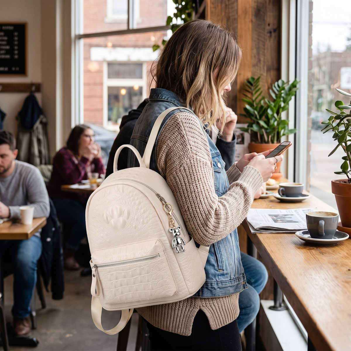 PU Leather Large Capacity Backpack