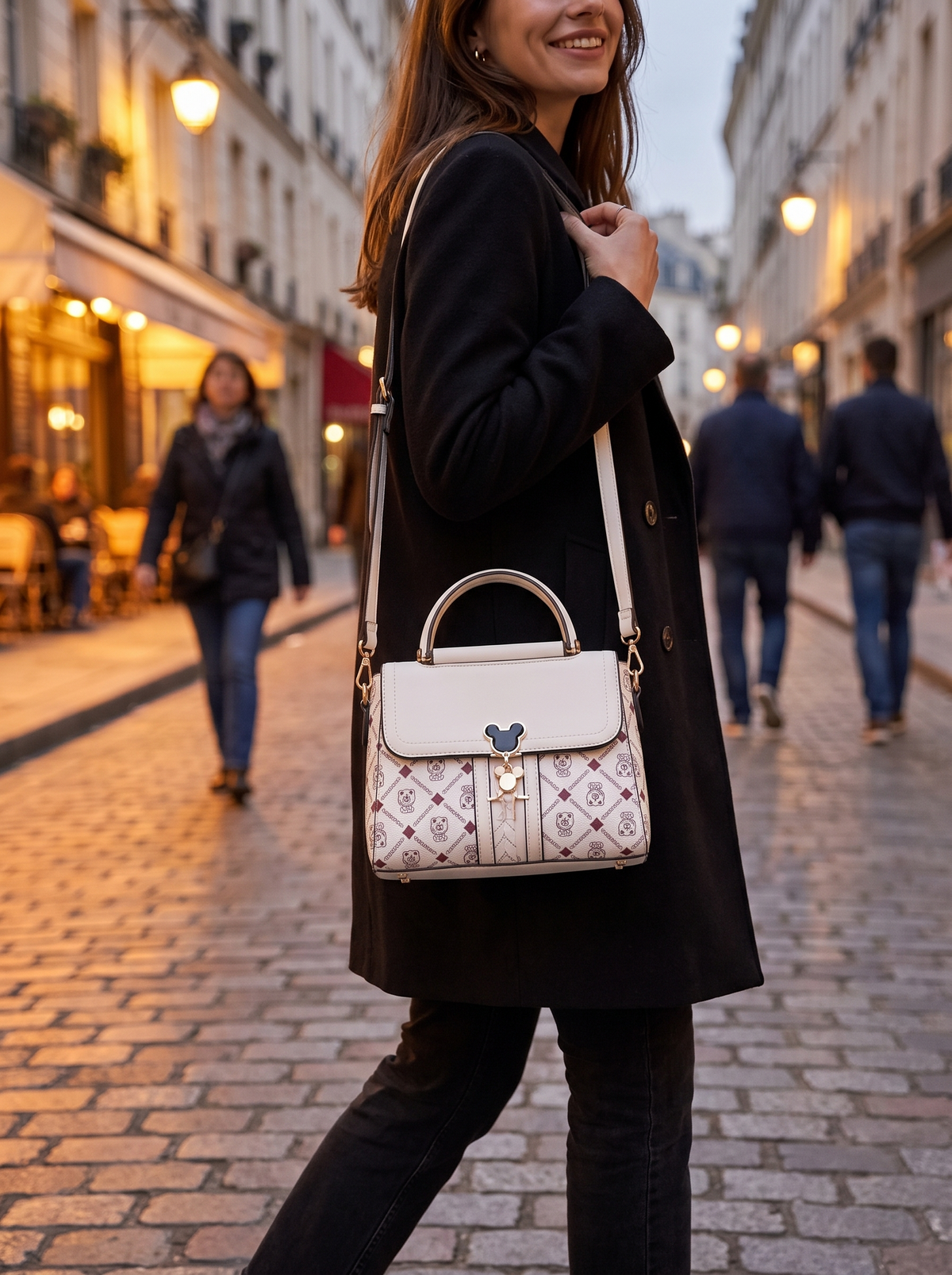 Tassel Crossbody Shoulder Bag on an evening street