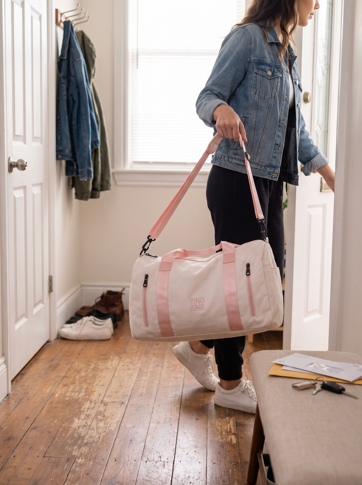Oxford Weekend Duffle Bag in a hallway