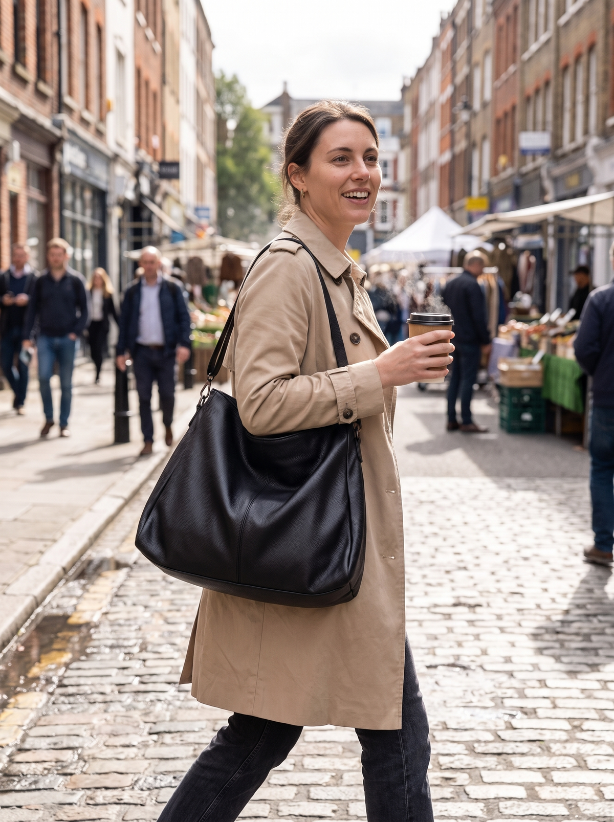 Soft Shopper Shoulder Bag on a city street