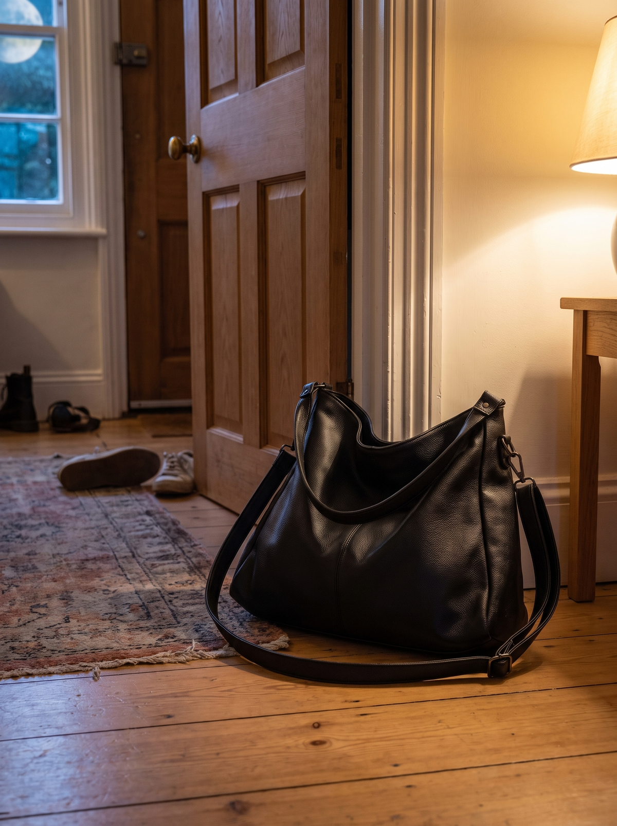 Soft Shopper Shoulder Bag by the door