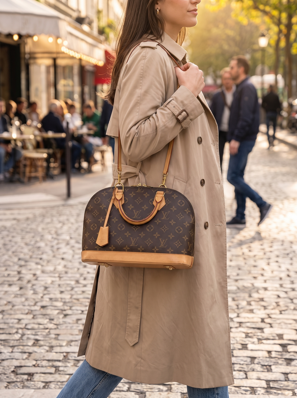 Two Size Elegant Shoulder Bag larger size on a city street